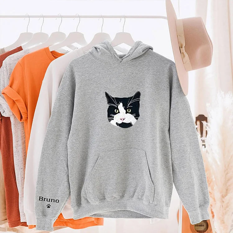 Custom EMBROIDERED Pet Sweatshirt, Pet Face Embroidery T-shirt Hoodie