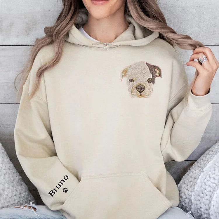 Personalized Pet Embroidery Sweater Pet Portrait Embroidered Hoodie Unisex Pullover