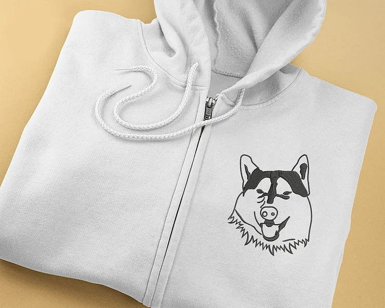 Custom Embroidered Pet Photo Zip Up Hoodie