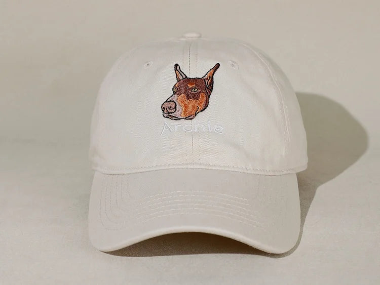 Embroidered Pet Portrait Organic Cotton Baseball Cap