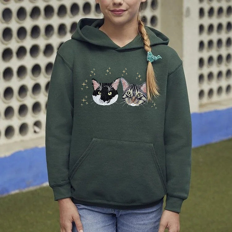 Custom Embroidered Pet Portrait Christmas Jumper Sweatshirt Hoodie T-shirt Xmas Gift For Kid