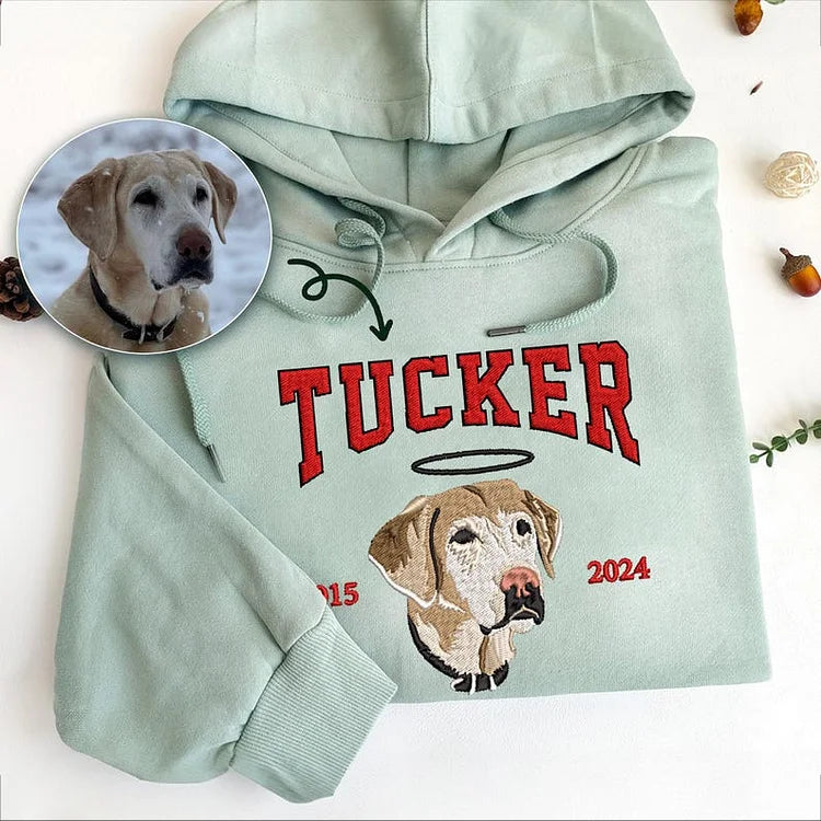 Custom Premium Handcrafted Memorial Pet Photo Embroidery with Est Year T-shirt Sweatshirt Hoodie