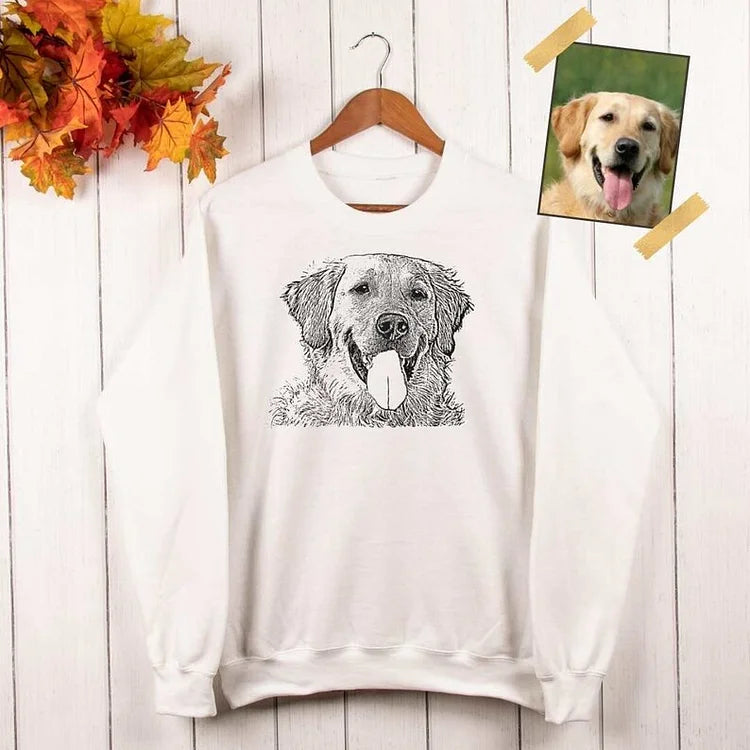 Custom Pet Pen Art Portrait T-shirt Sweatshirt Hoodie Pet Face Print Shirt