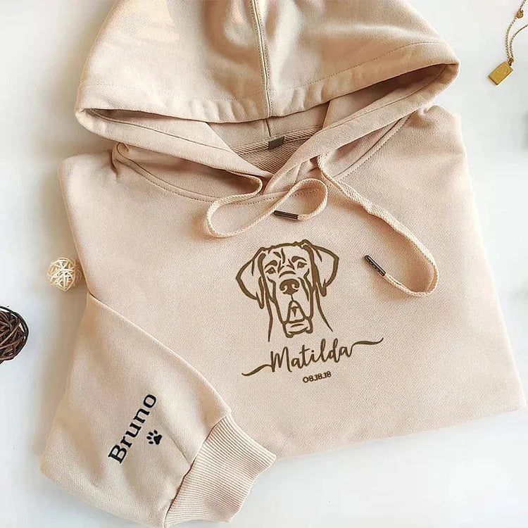 Custom Embroidered Pet Portrait Hoodie/Sweatshirt/T-shirt With Your Pets Name