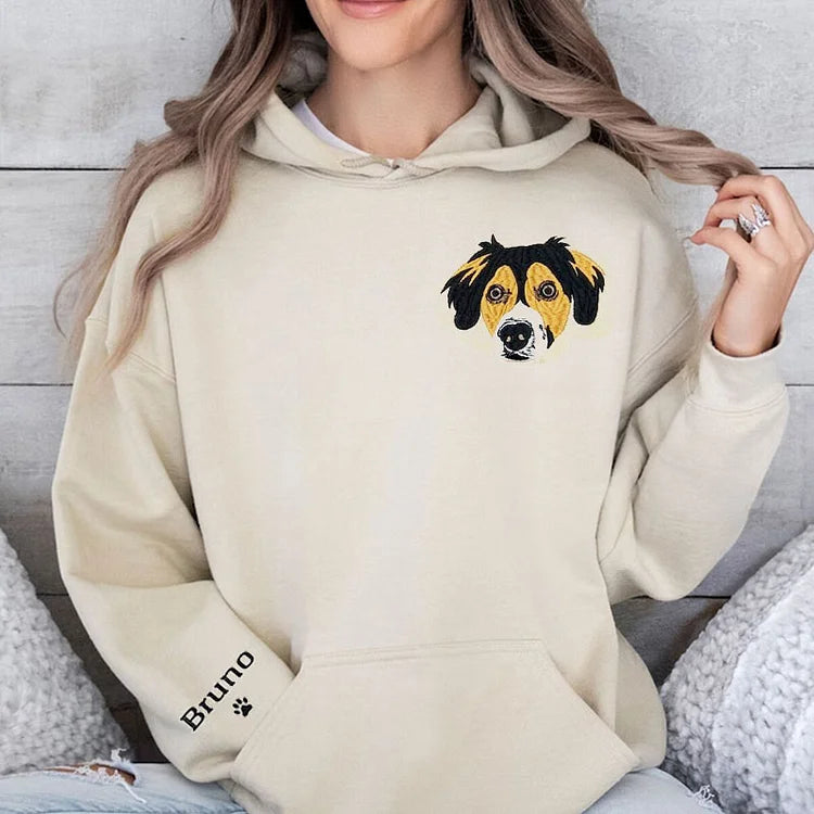 Custom Pet Sweatshirt with Photo, Personalized Pet Portrait Sweatshirt, Pet Face Embroidery