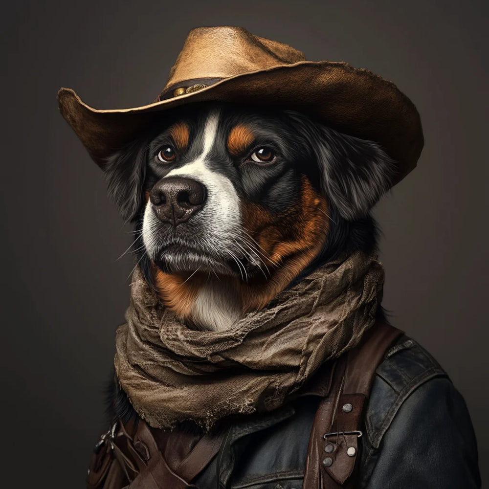 Large Size | Cowboy Times: Custom Pet Portrait Canvas