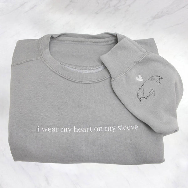Personalized I Wear My Heart on My Sleeve Embroidered Pet Ears