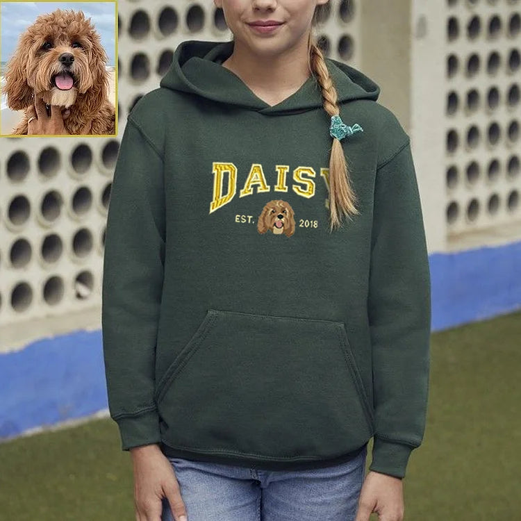 Personalized Embroidered Sweatshirt with Pets Name, Custom Dog Face Hoodie