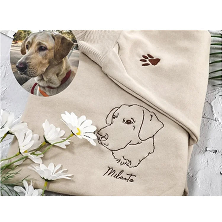 Custom Pet Embroidered Sweatshirt,Custom Dog Portrait