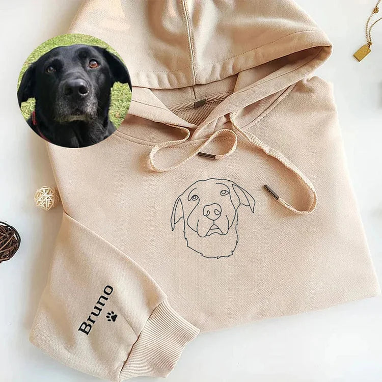 Custom Embroidered Pet Outline Portrait Hoodie/Sweatshirt/T-shirt