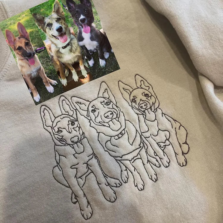 Custom Embroidered Pet Portrait Hoodie/Sweatshirt/T-shirt