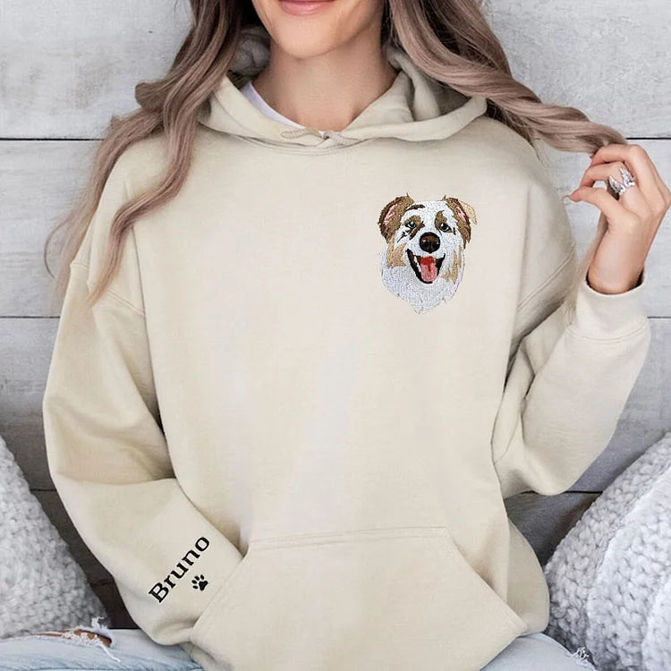 Custom Dog Pet Portrait Embroidered Sweatshirt Hoodie