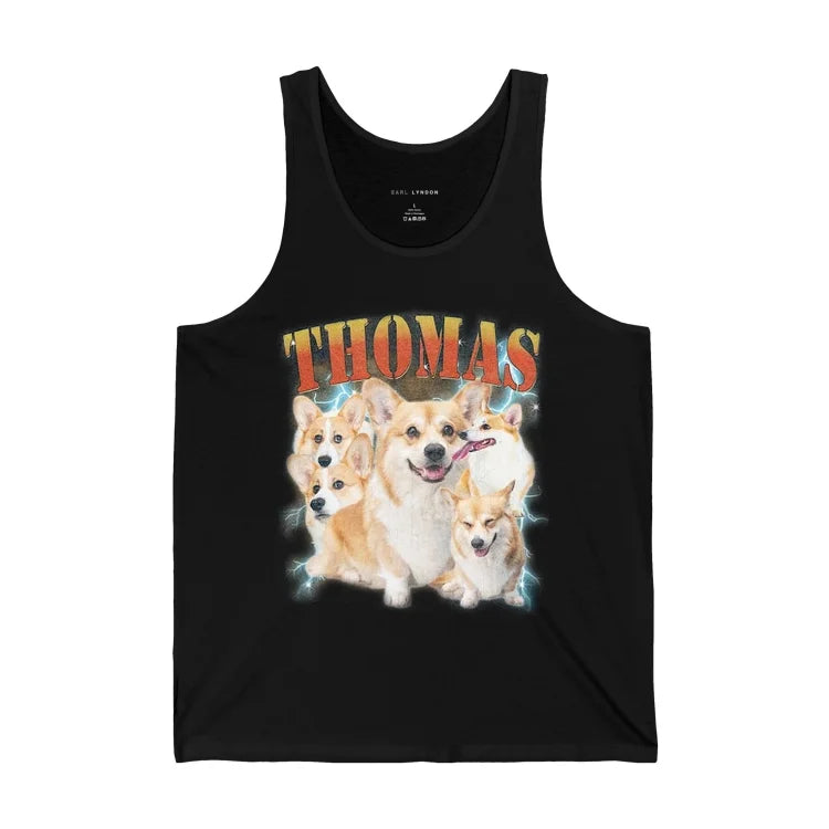 Vintage Custom Dog Tank Top Pet Tank Top, 90's Custom Photo Vintage Printing Tank Top