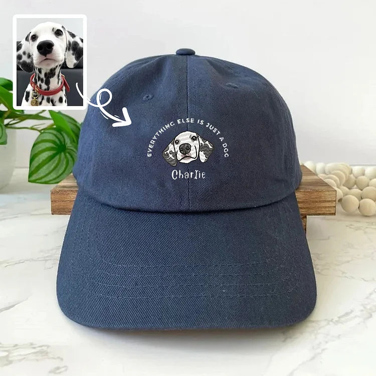 Custom Pet Portrait Embroidered Baseball Cap Funny Quote Hat