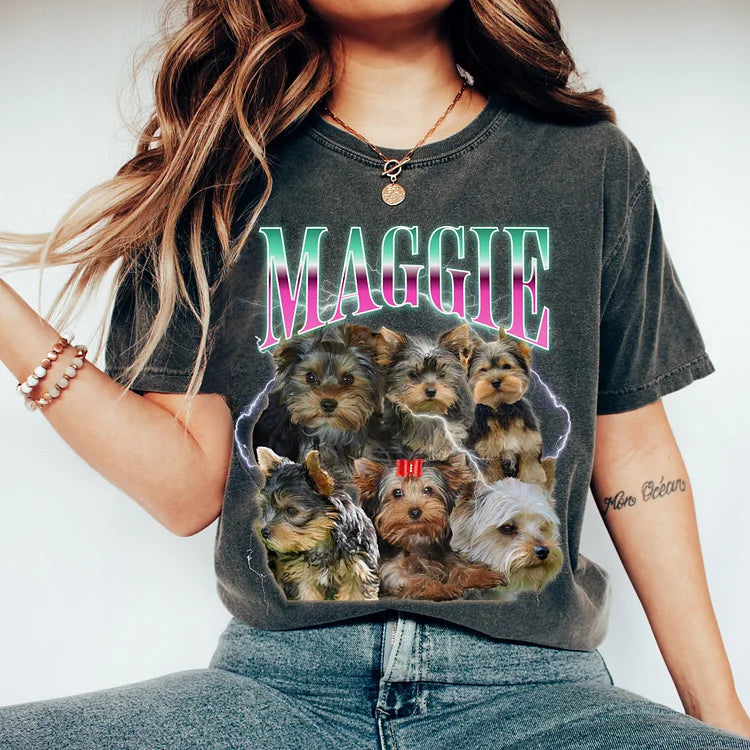 Custom Pet Photo Shirt Bootleg Rap Tee 90s Rap T-shirt Crewneck Hoodie