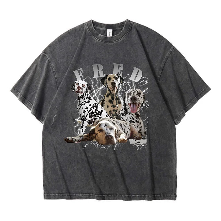 Custom Pet Photo Printing Vintage Pepper Color T-shirt Retro 90s Pepper Color Tee