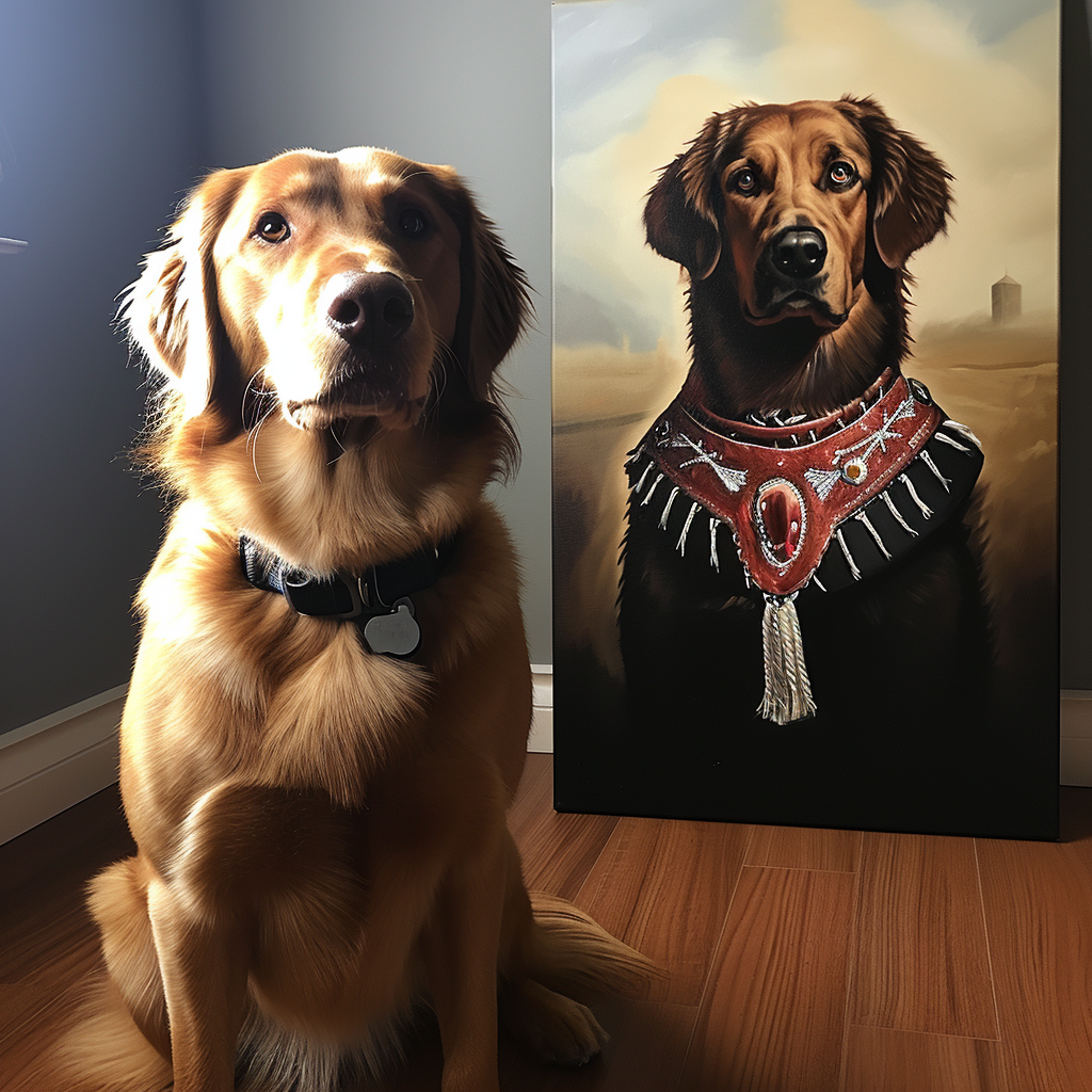 Fantasy Viking: Custom Pet Portrait Texture Canvas