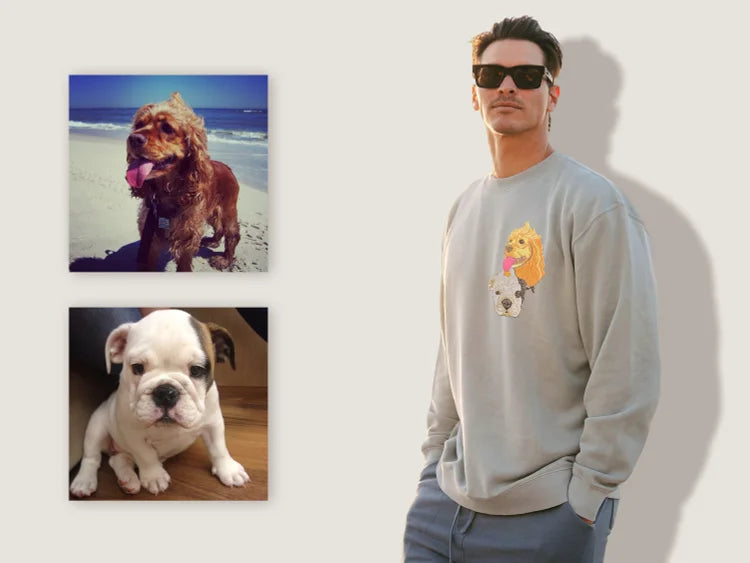 Personalized Pet Portrait Embroidery Sweatshirt Hoodie