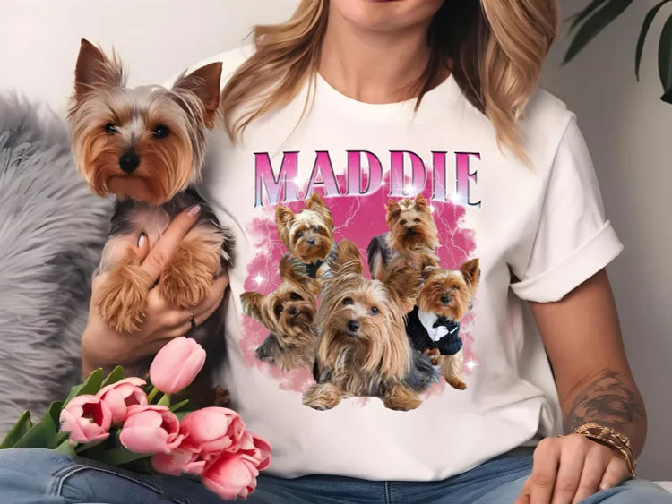 Custom Pet Portrait T-Shirt Vintage Bootleg T-Shirt Sweatshirt Hoodie