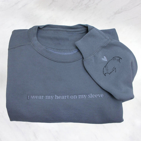 Personalized I Wear My Heart on My Sleeve Embroidered Pet Ears