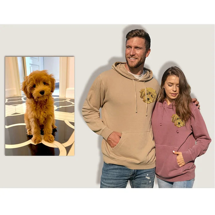 Personalized Pet Embroidery Sweater Pet Portrait Embroidered Hoodie Unisex Pullover