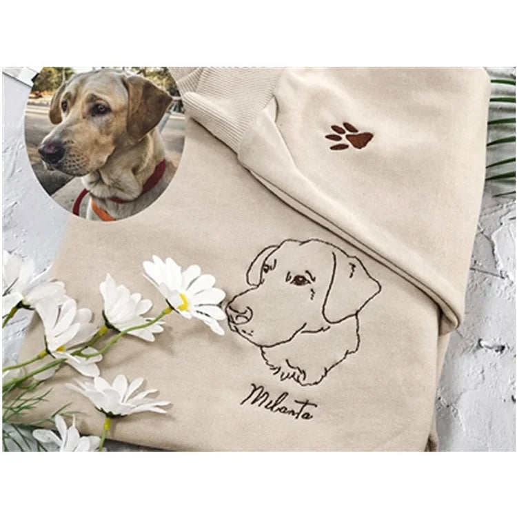 Custom Pet Embroidered Sweatshirt,Custom Dog Portrait