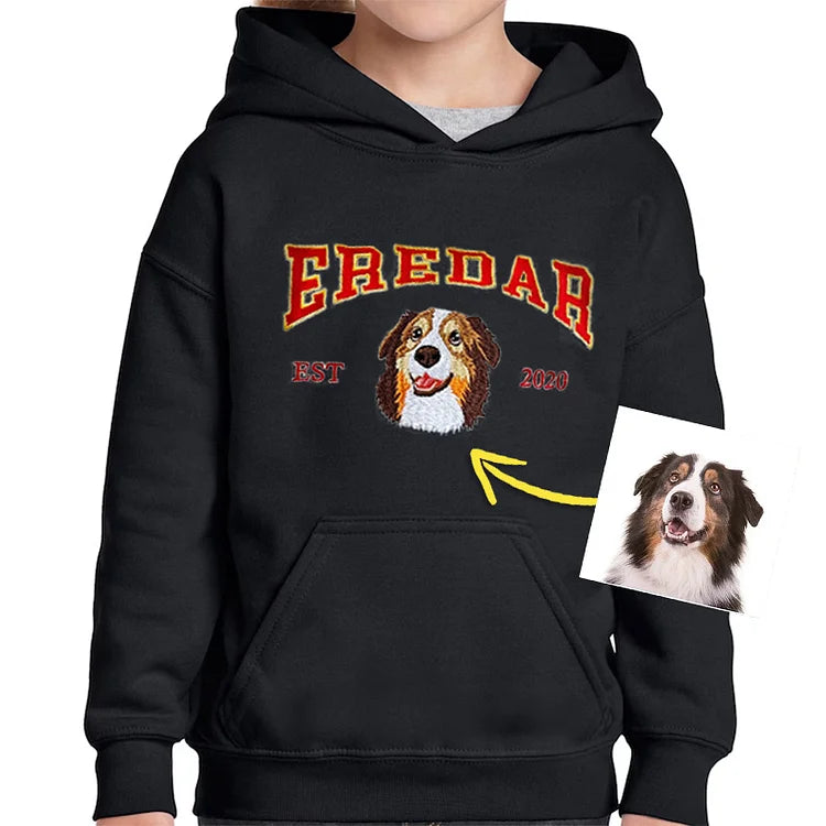 Custom Dog Hoodie Embroidered Dog Name, Personalized Pet Face Sweatshirt