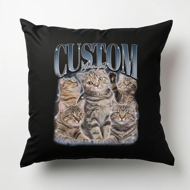 Retro 90s Style Custom Pet Photo Pillow Custom Vintage Photo Pillow