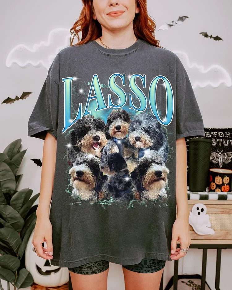 Custom Retro Cat Dog Shirt, Custom Photo Vintage 90s Graphic