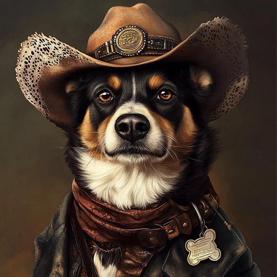 Large Size | Cowboy Times: Custom Pet Portrait Canvas