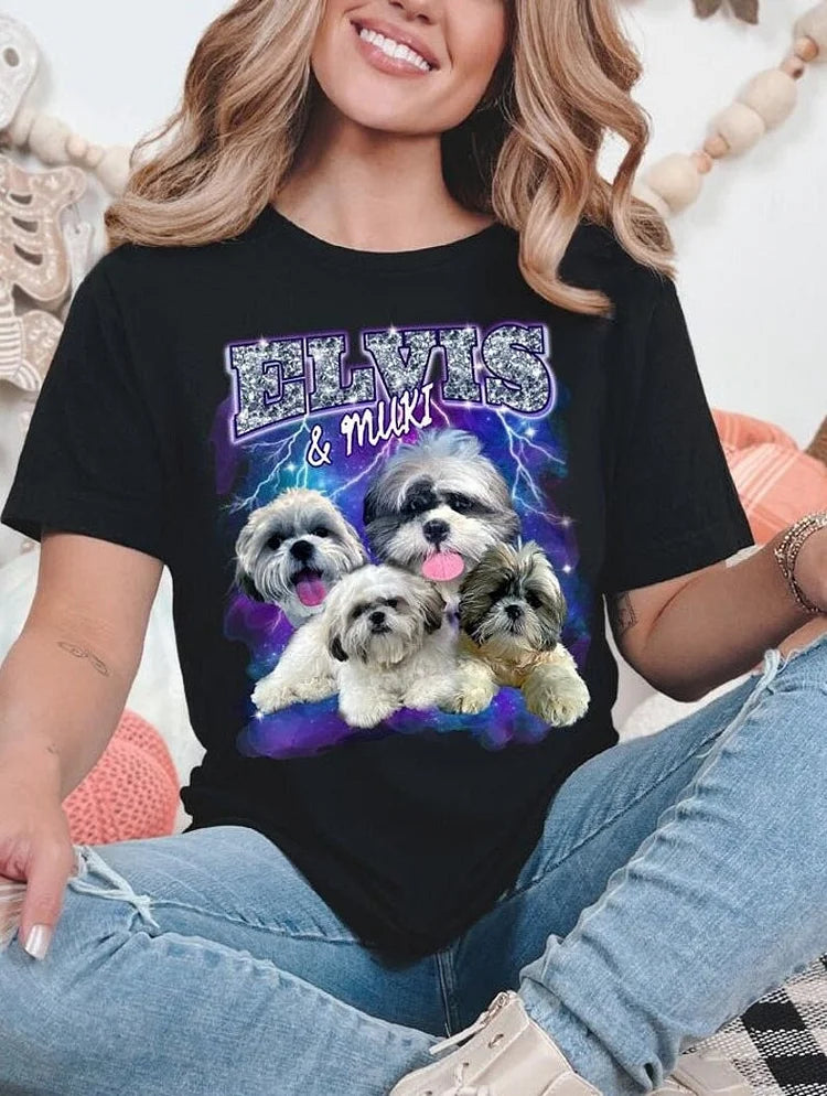 Custom Pet Tee Shirt, Retro Vintage 90's Style Pet Hoodie Sweatshirt