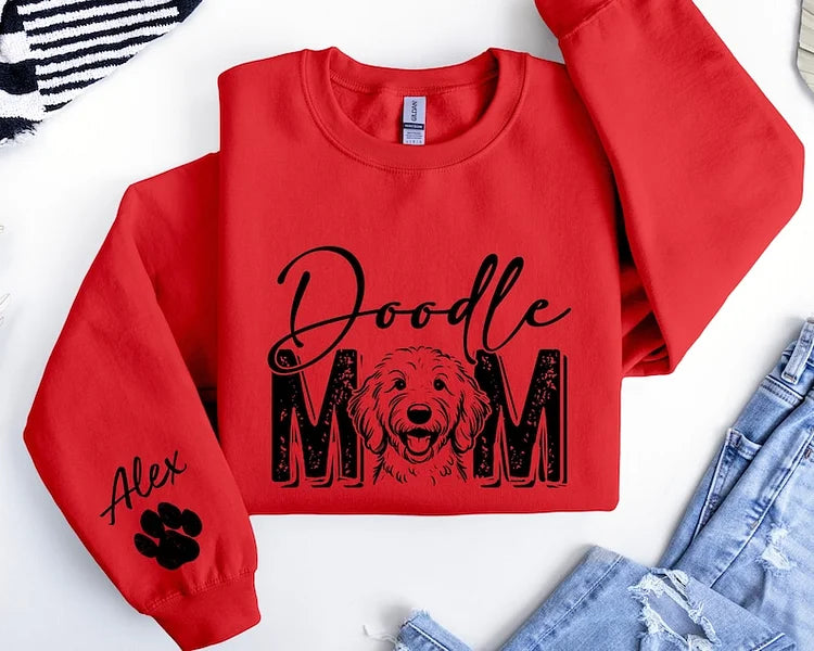 Custom Dog Mom Sweatshirt, Personalized Dog Photo Print T-shirt Sweatshirt Hoodie