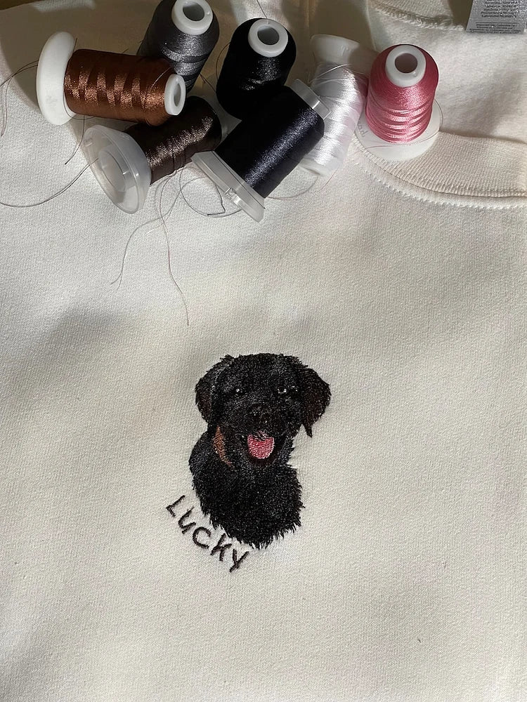 Personalized Embroidered Pet Sweatshirt, Custom Pet Portrait Sweatshirt