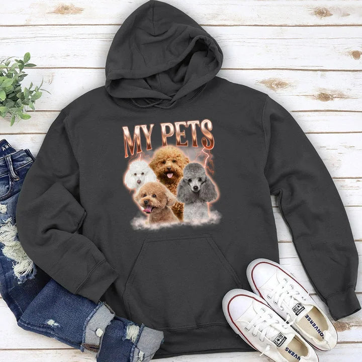 Custom Pet Face Printing Vintage Hip Hop T-shirt Sweatshirt Hoodie