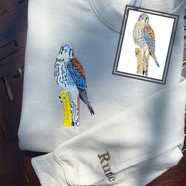 Custom Pet Sweatshirt with Photo, Personalized Pet Portrait Sweatshirt, Pet Face Embroidery