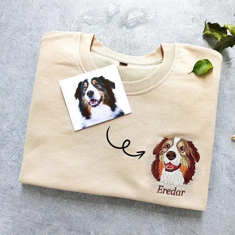 Personalized Pet Portrait Embroidered Sweatshirt