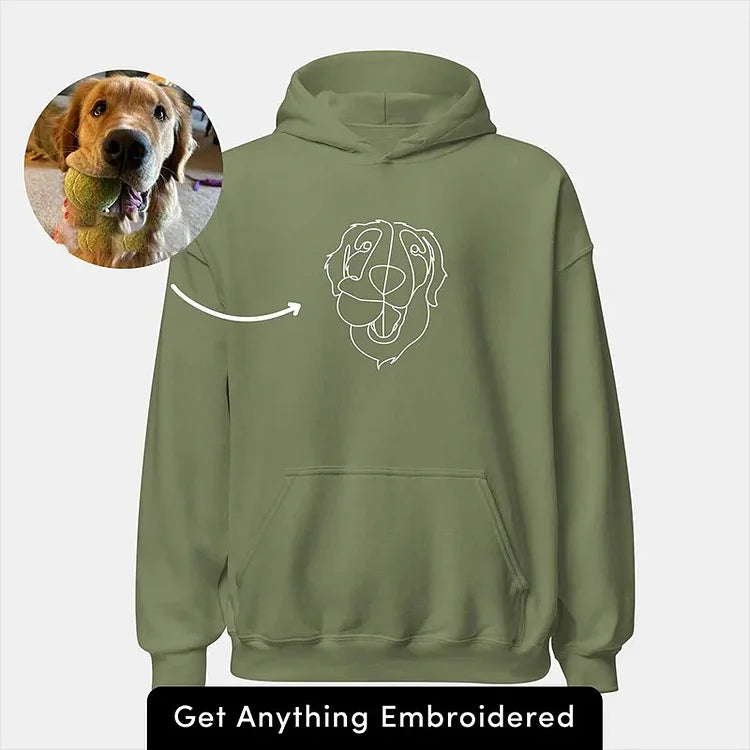 Custom Pet Photo Outline Embroidered Hoodie Crewneck T-shirt