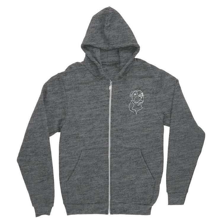 Custom Pet Portrait Outline Zip-Up Hoodie