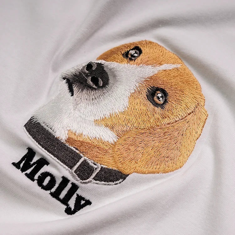 Custom Premium Handcrafted Pet Photo Embroidery T-shirt Sweatshirt Hoodie