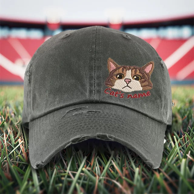 Custom Embroidered Pet Portrait Pepper Color Baseball Cap