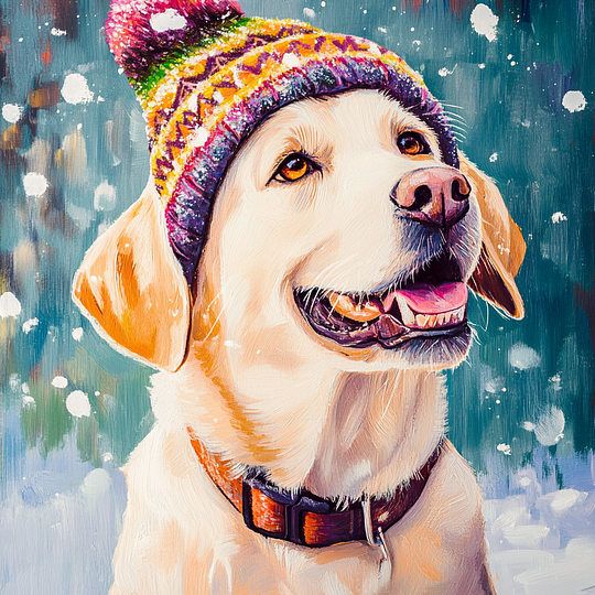 Christmas Series: Woolen Knit Cap Pet Texture Canvas