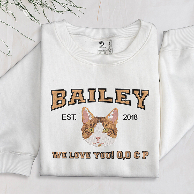 Personalized Embroidered Pet Sweatshirt with Pets Name, Custom Text