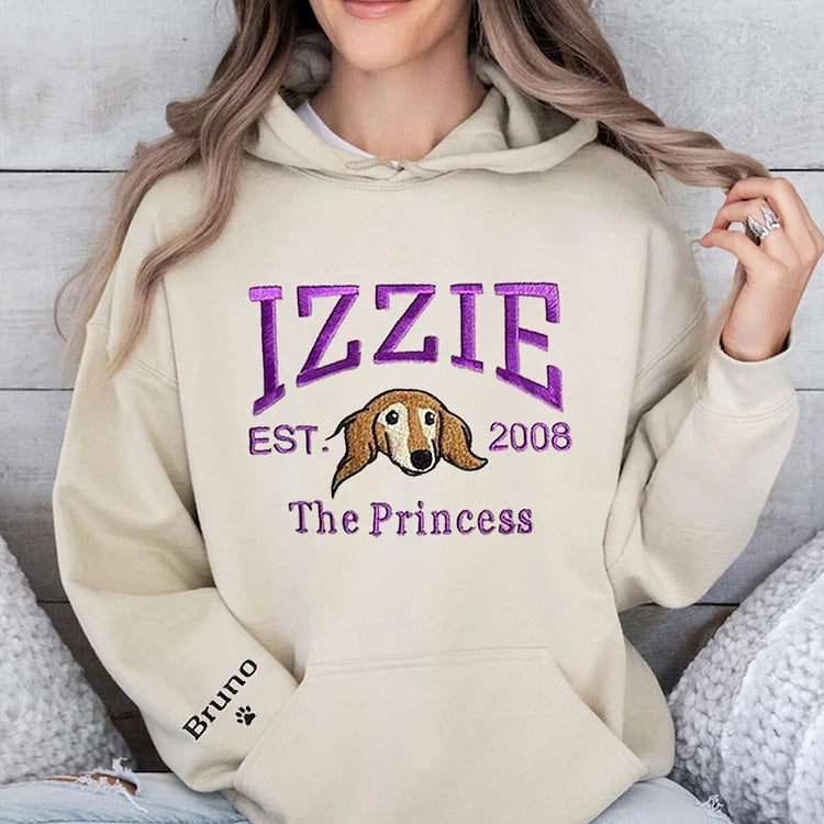 Custom Dog Hoodie Embroidered Dog Name Sweatshirt