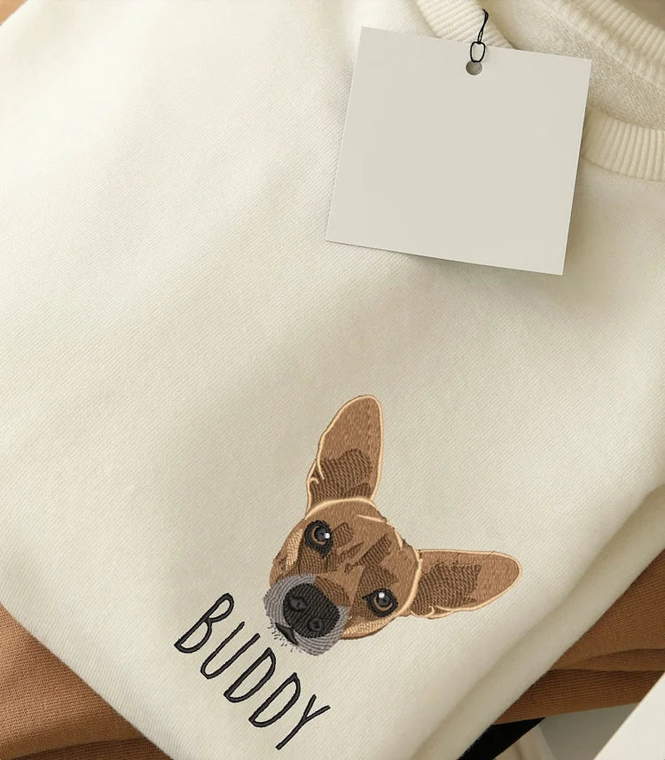 Custom Embroidered Pet Sweatshirt for Kids, Dog Embroidery, Personalized Kids Sweatshirt