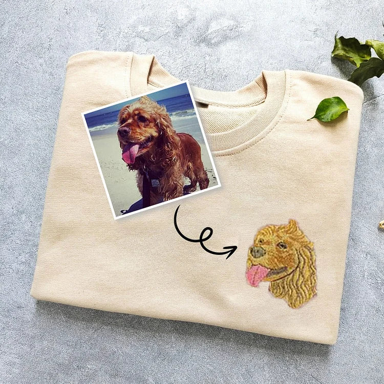 Personalized Pet Portrait Embroidery Sweatshirt Hoodie