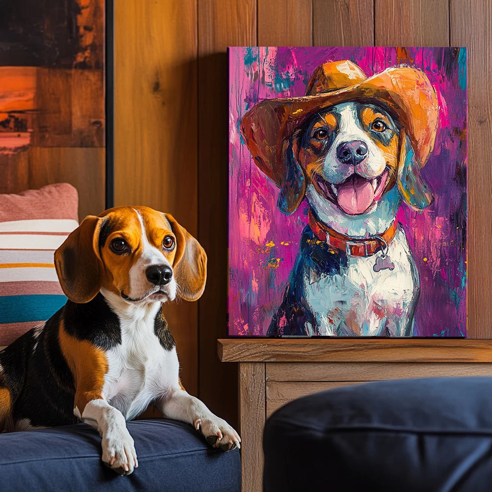 CowBoy Pet Texture Canvas