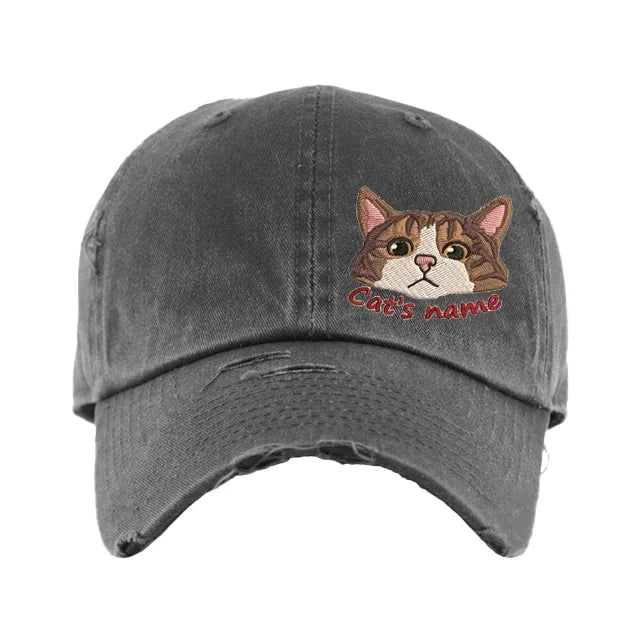 Custom Embroidered Pet Portrait Pepper Color Baseball Cap