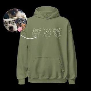 Custom Pet Photo Outline Embroidered Hoodie Crewneck T-shirt