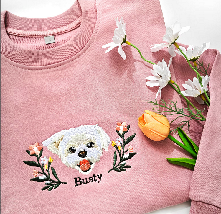 Personalized Pet Portrait Embroidered Sweatshirt T-shirt Hoodie