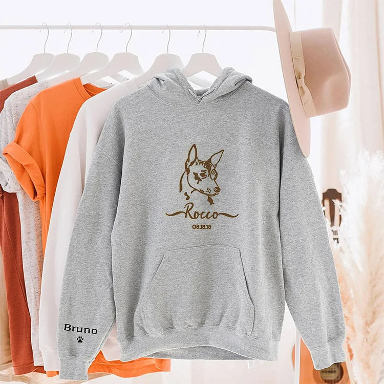Custom Embroidered Pet Portrait Hoodie/Sweatshirt/T-shirt With Your Pets Name